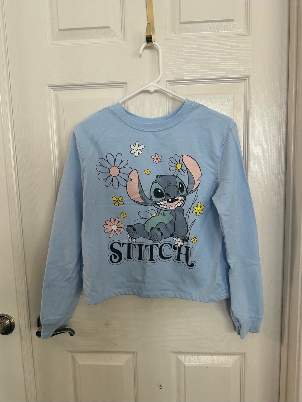 Disney Light Blue Stitch Graphic Crewneck Sweatshirt